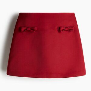 H&M Bow Detail Satin Mini Skirt Red NWT Size 4